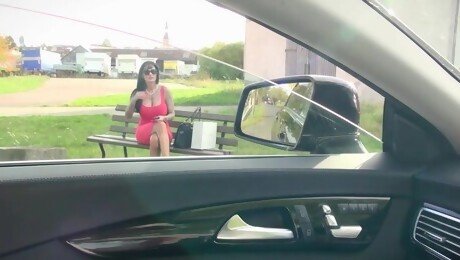German big tits Milf hitchhiker pick up and fuck in public