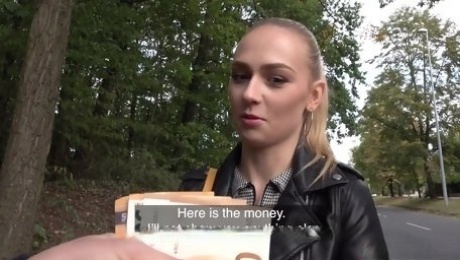 Teenage Czech slut Jenny Wild shares her twat for some cash