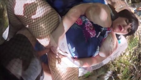 Horny BBW outdoor pov sex video