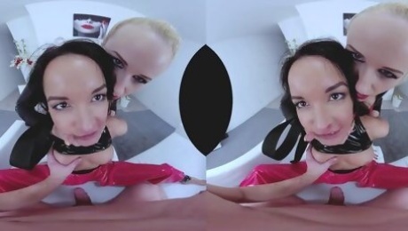 Lustful slut breathtaking threesome VR adult clip