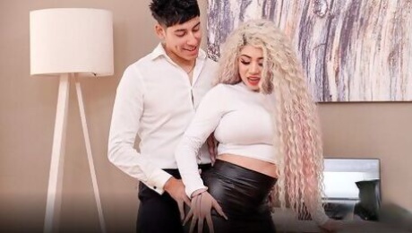 Curly-haired blonde Giselle Montes likes fucking with a big boner