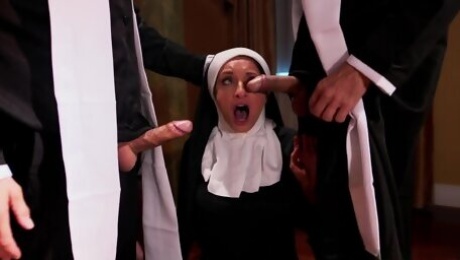 Busty Nun Silvia Saige ass fucked in threesome